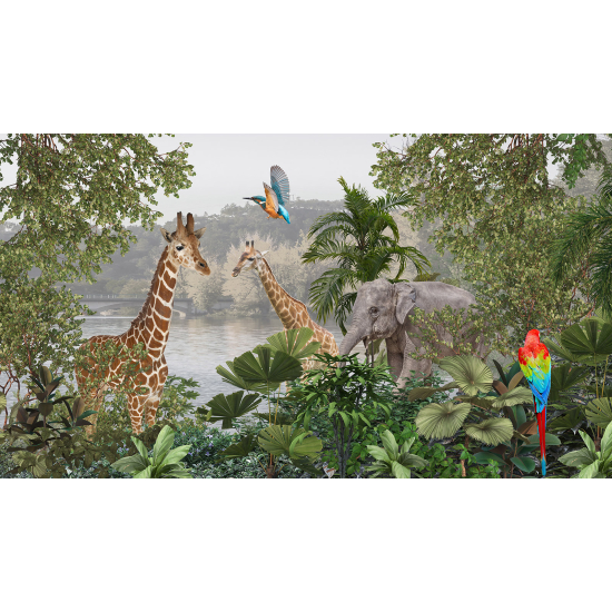 Panoramic Wallpaper - Kid Wall Mural - Jungle Animals