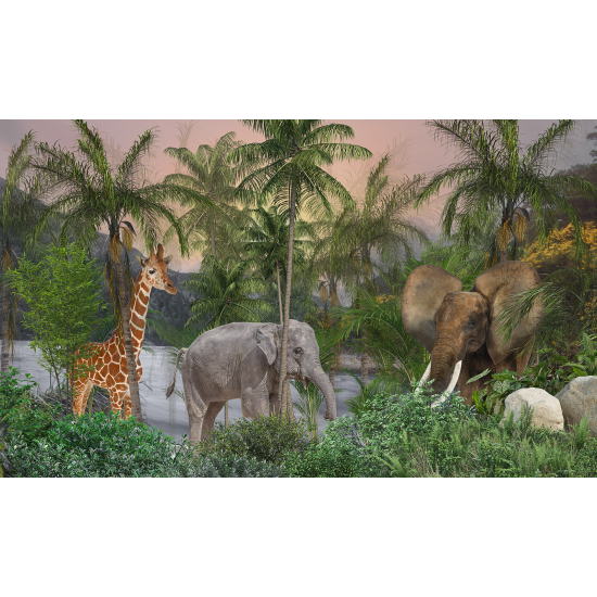 Panoramic Wallpaper - Kid Wall Mural - Jungle Animals