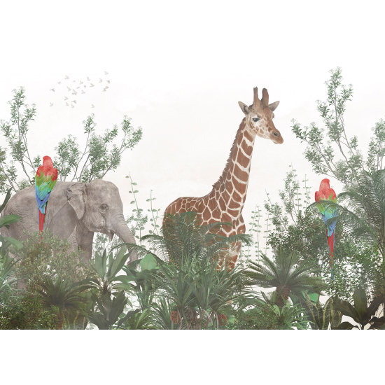 Panoramic Wallpaper - Kid Wall Mural - Jungle Animals