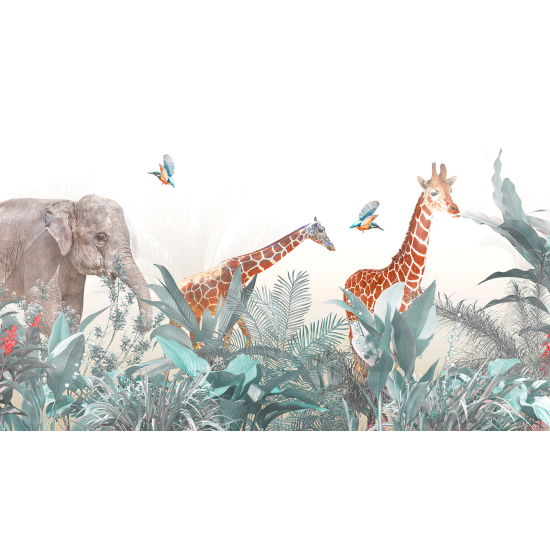 Panoramic Wallpaper - Kid Wall Mural - Jungle Animals