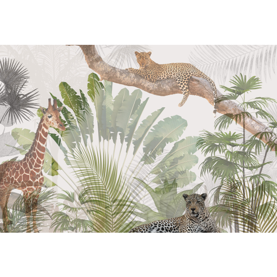 Panoramic Wallpaper - Kid Wall Mural - Jungle Animals