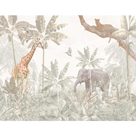 Panoramic Wallpaper - Kid Wall Mural - Jungle Animals