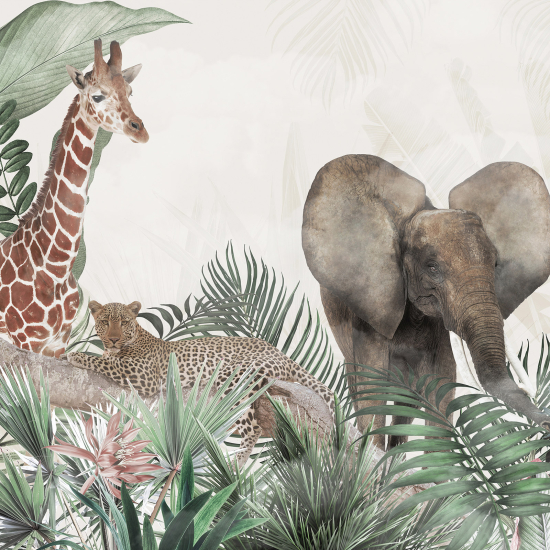 Panoramic Wallpaper - Kid Wall Mural - Jungle Animals