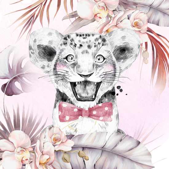 Panoramic Wallpaper - Kid Wall Mural - Lion Bow Tie