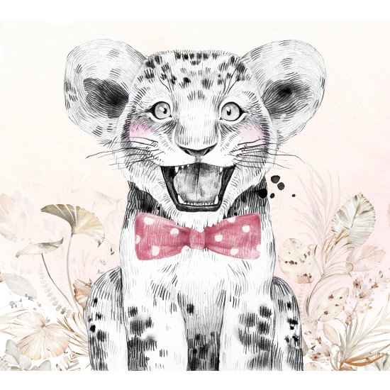 Panoramic Wallpaper - Kid Wall Mural - Lion Bow Tie