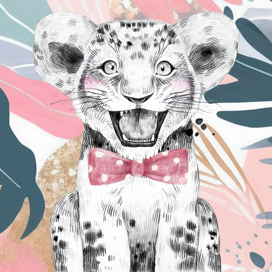 Panoramic Wallpaper - Kid Wall Mural - Lion Bow Tie