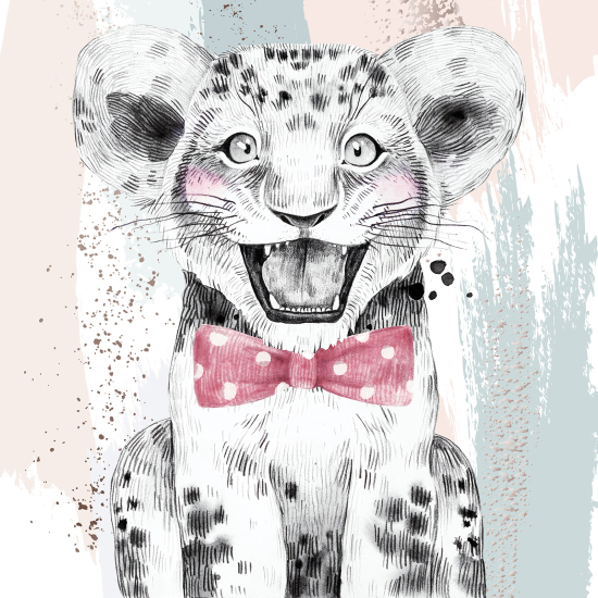 Panoramic Wallpaper - Kid Wall Mural - Lion Bow Tie