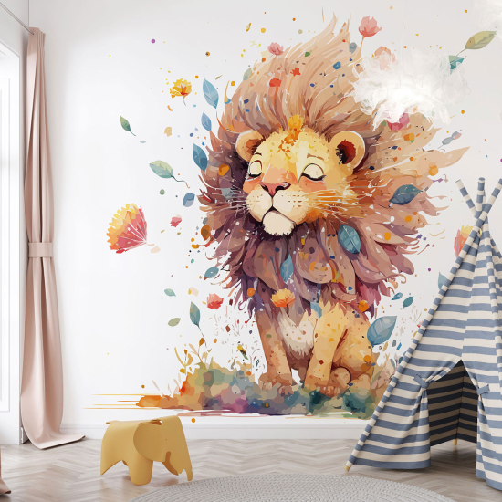 Panoramic Wallpaper - Kid Wall Mural - Lion cub