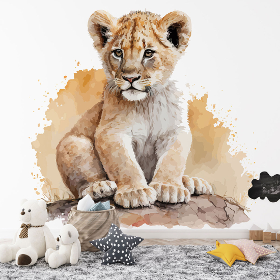 Panoramic Wallpaper - Kid Wall Mural - Lion cub