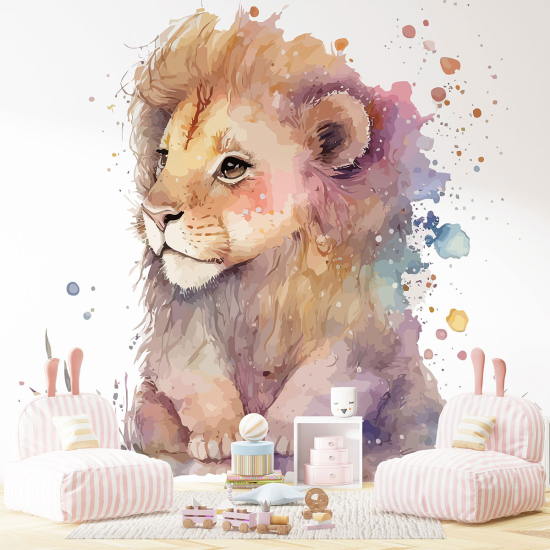 Panoramic Wallpaper - Kid Wall Mural - Lion cub