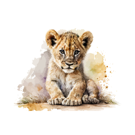 Panoramic Wallpaper - Kid Wall Mural - Lion cub