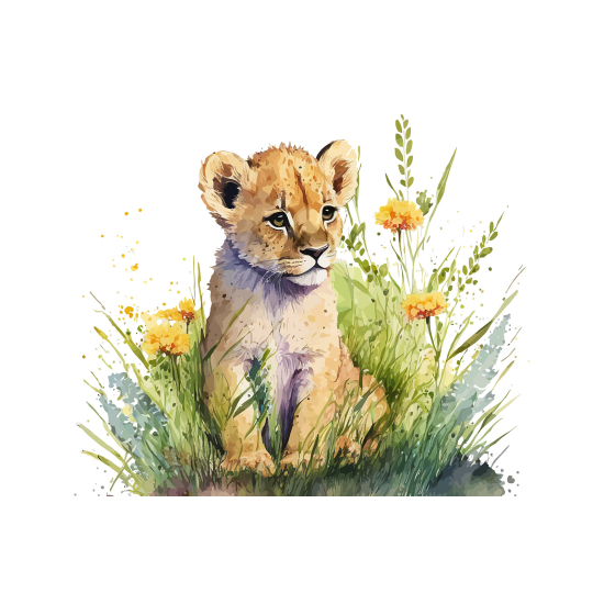 Panoramic Wallpaper - Kid Wall Mural - Lion cub