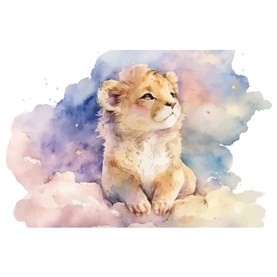 Panoramic Wallpaper - Kid Wall Mural - Lion cub