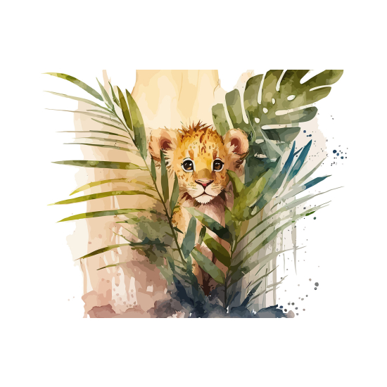 Panoramic Wallpaper - Kid Wall Mural - Lion cub