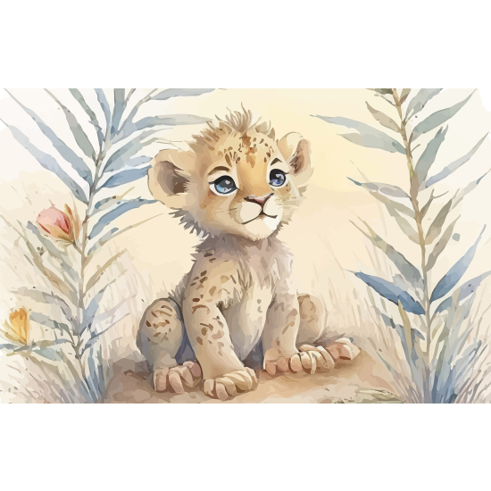 Panoramic Wallpaper - Kid Wall Mural - Lion cub