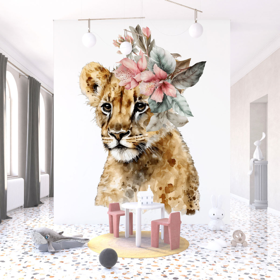 Panoramic Wallpaper - Kid Wall Mural - Lionne Flowers