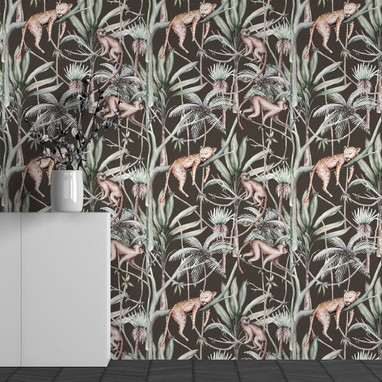 Panoramic Wallpaper - Kid Wall Mural - Monkey Pattern