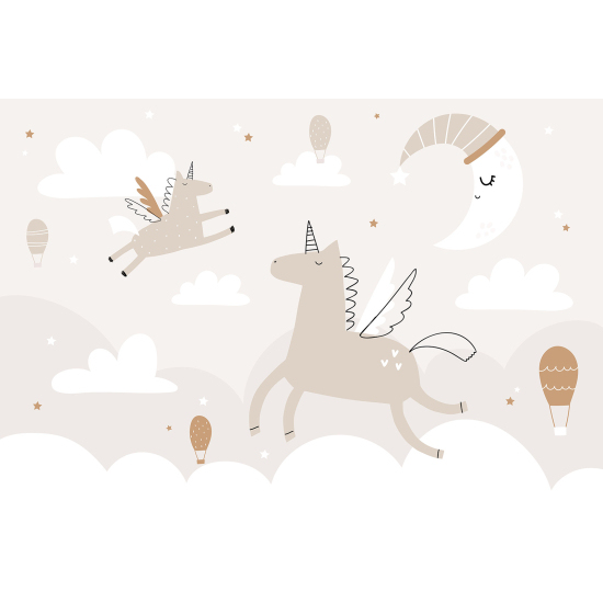 Panoramic Wallpaper - Kid Wall Mural - Moon Unicorns