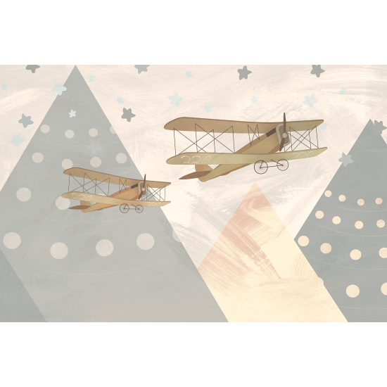 Panoramic Wallpaper - Kid Wall Mural - Mountain Planes