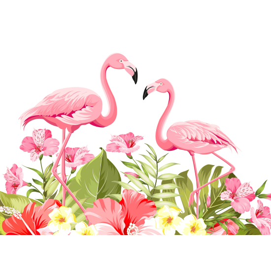 Panoramic Wallpaper - Kid Wall Mural - Pink Flamingos