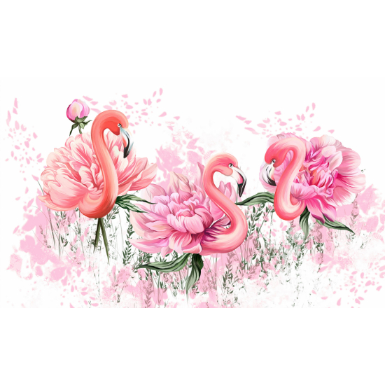 Panoramic Wallpaper - Kid Wall Mural - Pink Flamingos