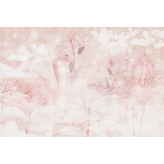 Panoramic Wallpaper - Kid Wall Mural - Pink Flamingos