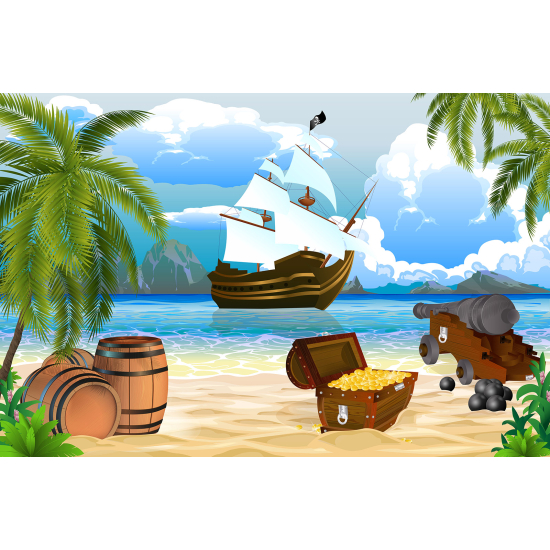 Panoramic Wallpaper - Kid Wall Mural - Pirate Ship