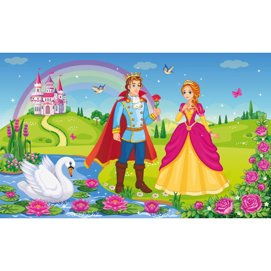 Panoramic Wallpaper - Kid Wall Mural - Prince and Princess