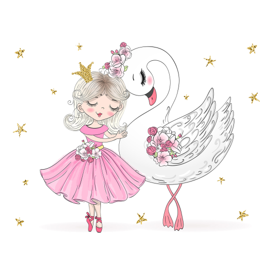 Panoramic Wallpaper - Kid Wall Mural - Princess Swan