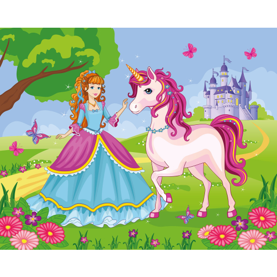 Panoramic Wallpaper - Kid Wall Mural - Princess Unicorn