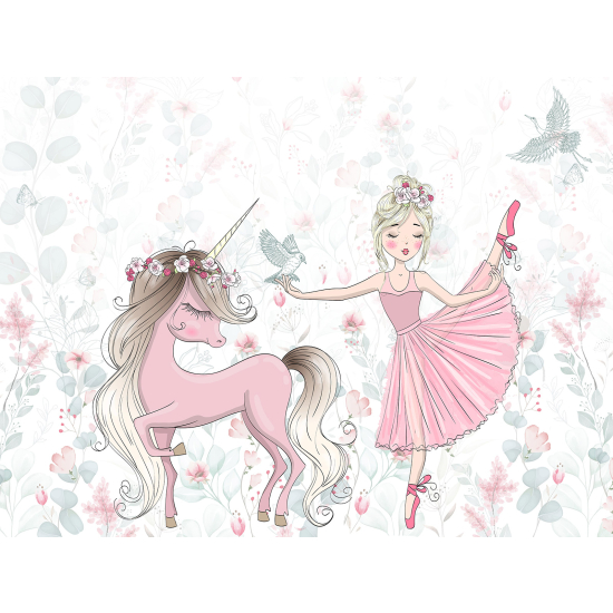 Panoramic Wallpaper - Kid Wall Mural - Princess Unicorn