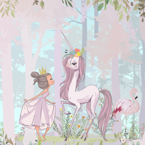 Panoramic Wallpaper - Kid Wall Mural - Princess Unicorn