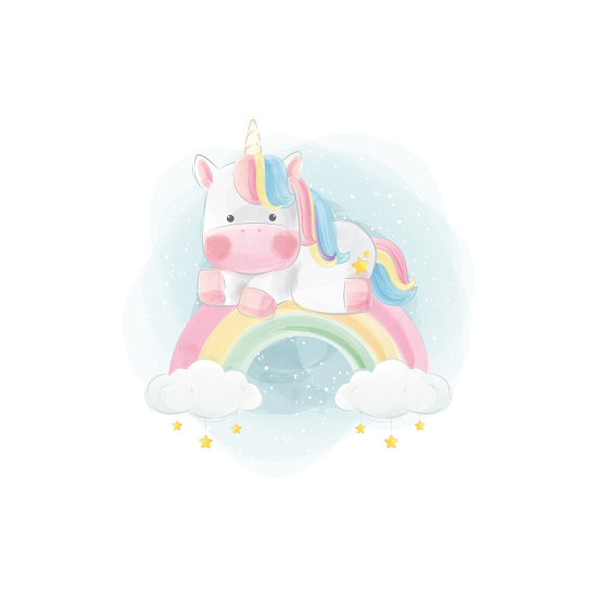 Panoramic Wallpaper - Kid Wall Mural - Rainbow Unicorn