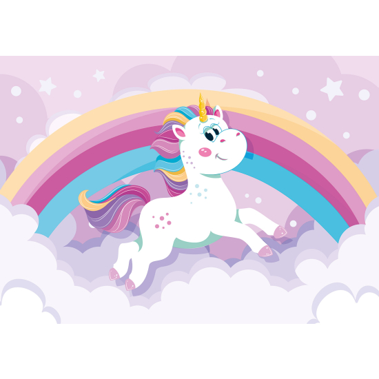 Panoramic Wallpaper - Kid Wall Mural - Rainbow Unicorn