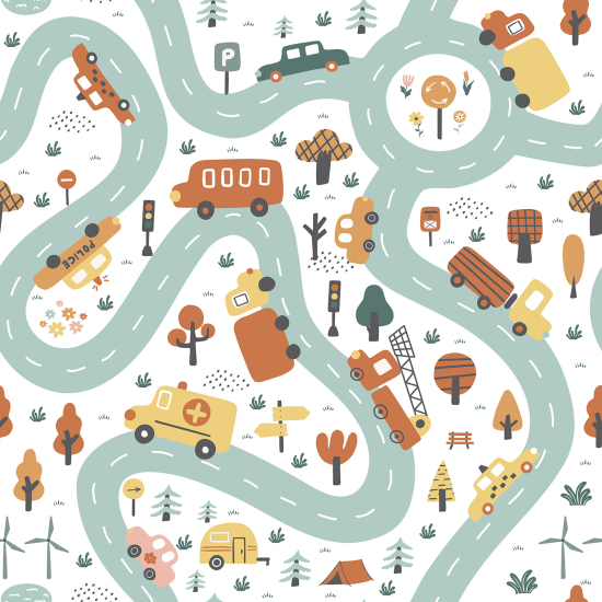 Panoramic Wallpaper - Kid Wall Mural - Roads