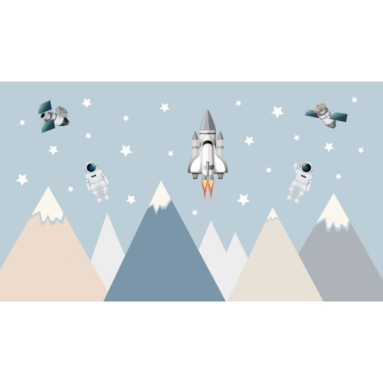 Panoramic Wallpaper - Kid Wall Mural - Rocket Mountains