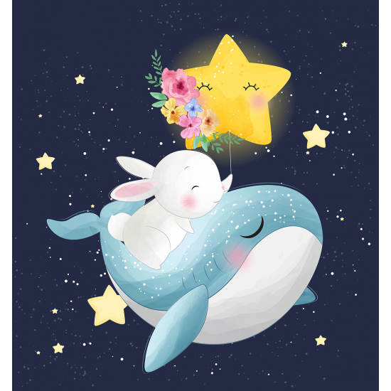 Panoramic Wallpaper - Kid Wall Mural - Star Whale