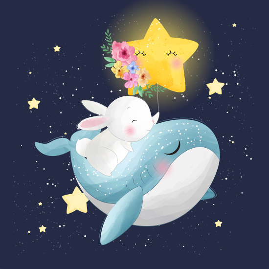 Panoramic Wallpaper - Kid Wall Mural - Star Whale