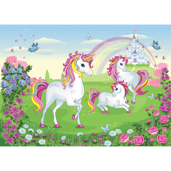 Panoramic Wallpaper - Kid Wall Mural - Unicorn Castle