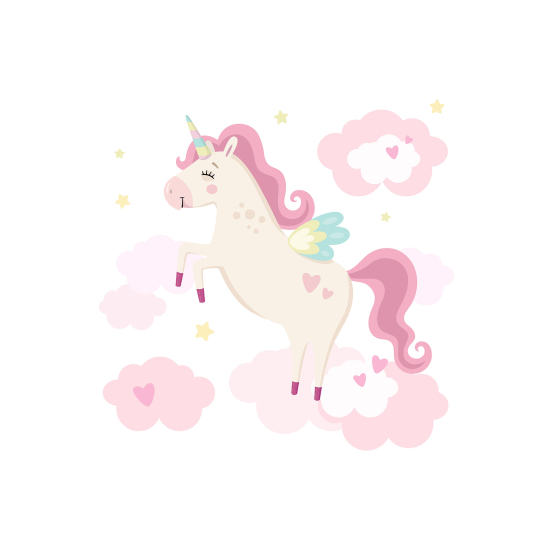 Panoramic Wallpaper - Kid Wall Mural - Unicorn Clouds