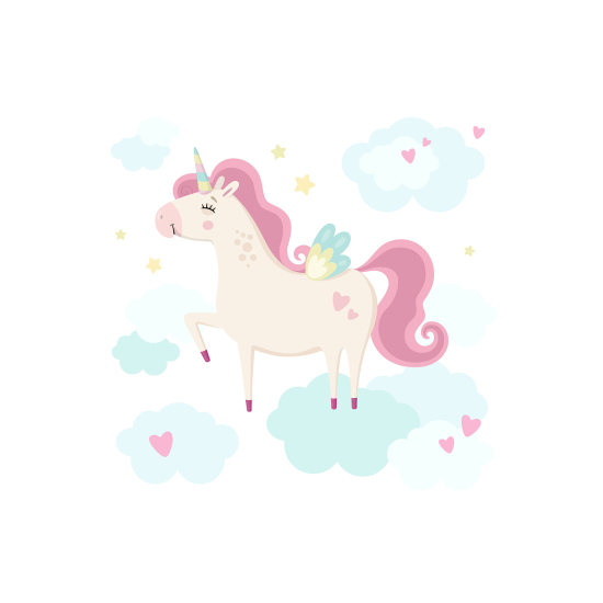 Panoramic Wallpaper - Kid Wall Mural - Unicorn Clouds