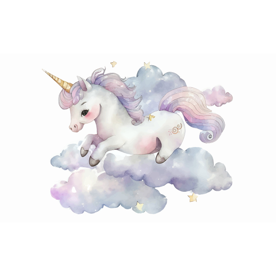 Panoramic Wallpaper - Kid Wall Mural - Unicorn Clouds