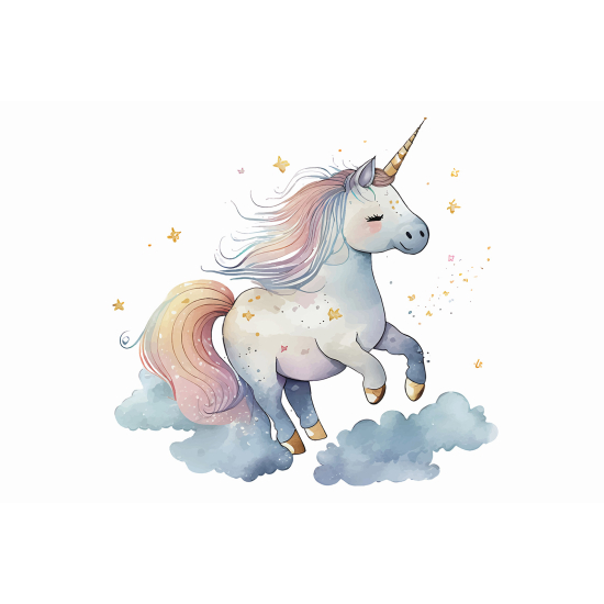 Panoramic Wallpaper - Kid Wall Mural - Unicorn Clouds