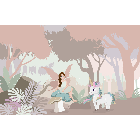 Panoramic Wallpaper - Kid Wall Mural - Unicorn Fairy