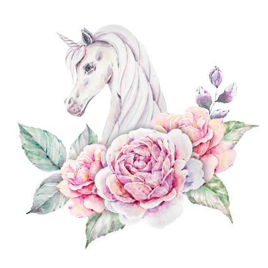 Panoramic Wallpaper - Kid Wall Mural - Unicorn flowers