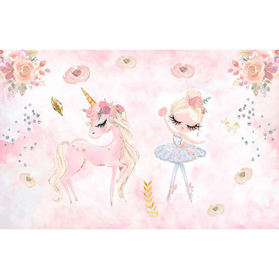 Panoramic Wallpaper - Kid Wall Mural - Unicorn Girl