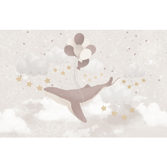 Panoramic Wallpaper - Kid Wall Mural - Whale Balloons