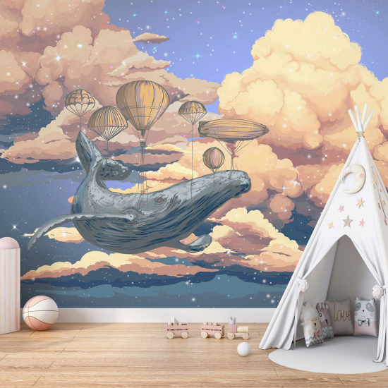 Panoramic Wallpaper - Kid Wall Mural - Whale Clouds