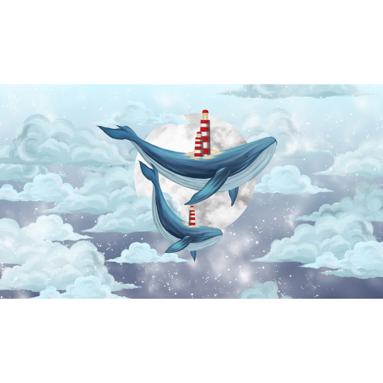 Panoramic Wallpaper - Kid Wall Mural - Whales