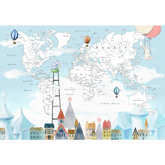 Panoramic Wallpaper - Kid Wall Mural - World Map